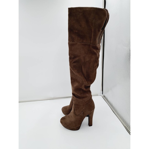 Dream Pairs Taupe Thigh High chunky platform high heel boots 6 - Picture 2 of 8
